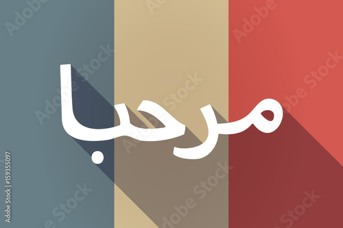 Long shadow France flag with  the text Hello in the Arab language