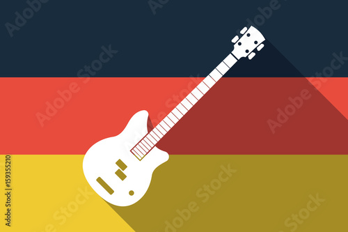 Long shadow Germany flag with  a four string electric bass guitar