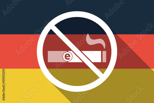 Long shadow Germany flag with  an e-cigarette  in a not allowed signal