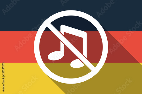 Long shadow Germany flag with  a musical note  in a not allowed signal