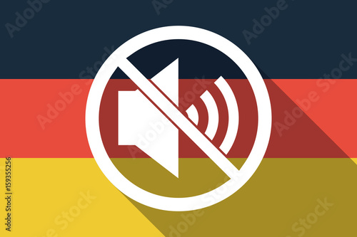 Long shadow Germany flag with  a speaker  in a not allowed signal