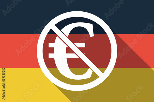 Long shadow Germany flag with  an euro sign  in a not allowed signal