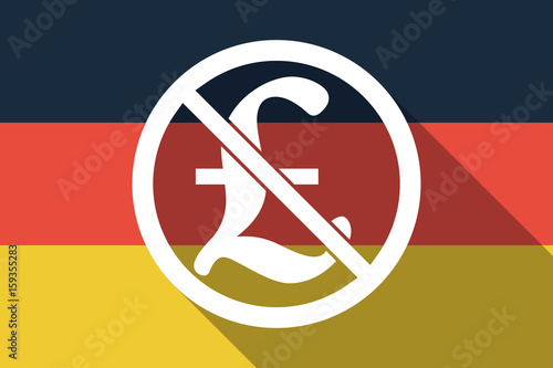 Long shadow Germany flag with  a pound sign  in a not allowed signal