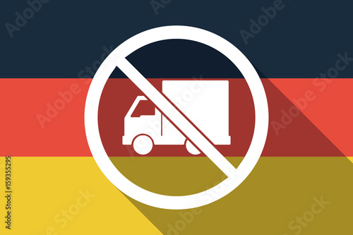 Long shadow Germany flag with  a delivery truck  in a not allowed signal