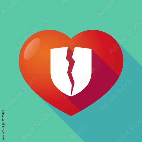 Long shadow heart with  a broken shield