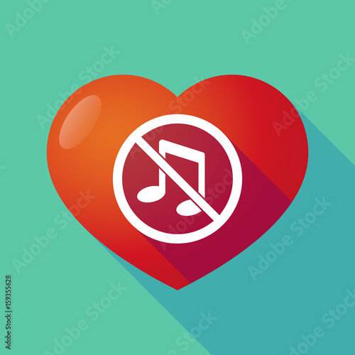 Long shadow heart with  a musical note  in a not allowed signal
