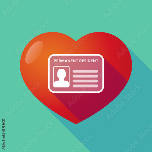 Long shadow heart with  a green card