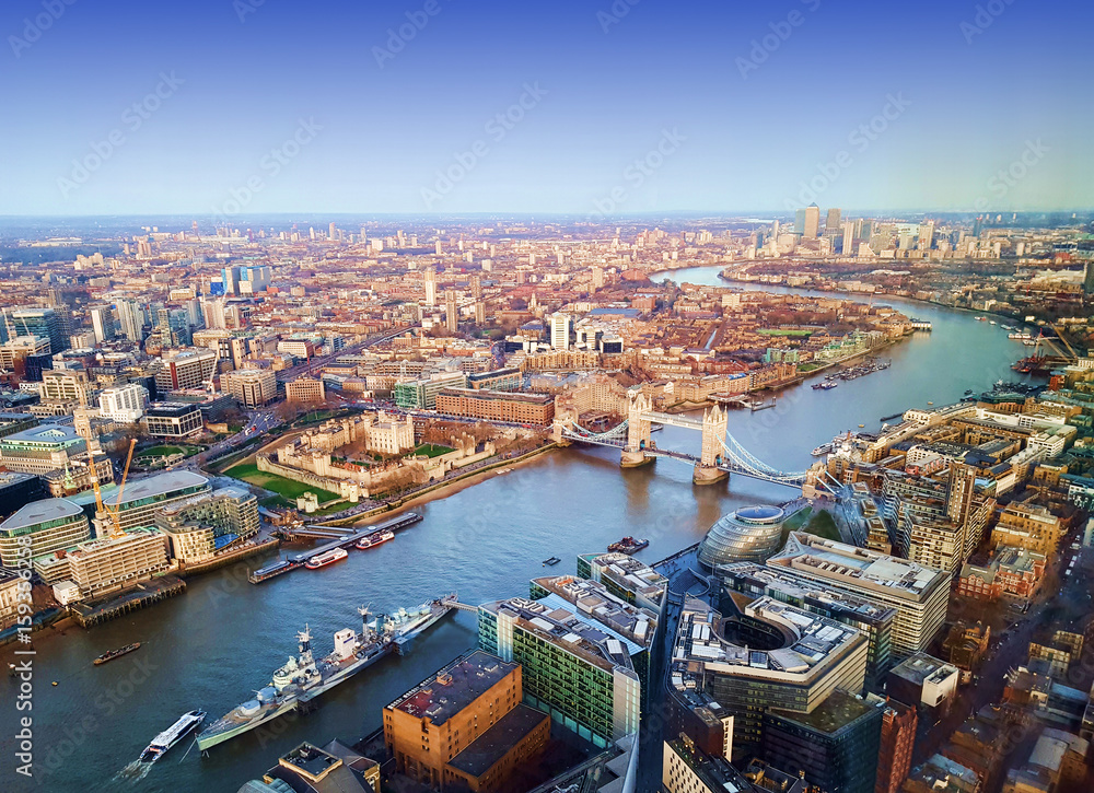 London city, aerial view, United Kingdom