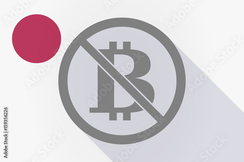 Long shadow Japan flag with  a bitcoin sign  in a not allowed signal