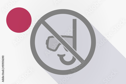 Long shadow Japan flag with  a diving glasses and a snorkel  in a not allowed signal