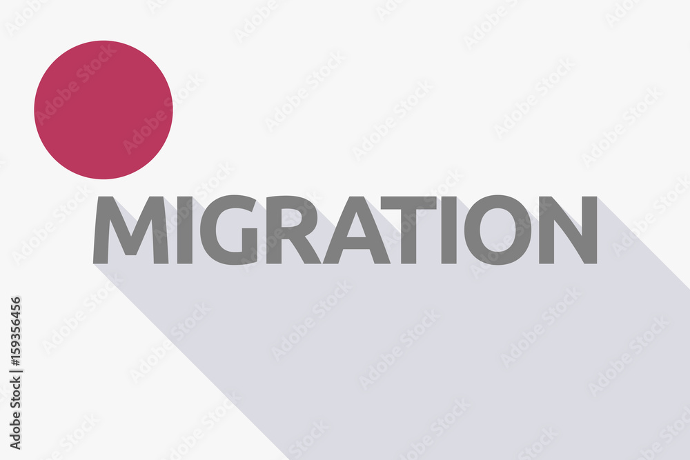 Long shadow Japan flag with the text MIGRATION Long shadow Japan flag with the text MIGRATION