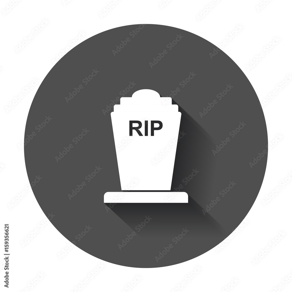 Halloween grave icon. Gravestone vector illustration. Rip tombstone flat icon with long shadow. Halloween grave icon. Gravestone vector illustration. Rip tombstone flat icon with long shadow.