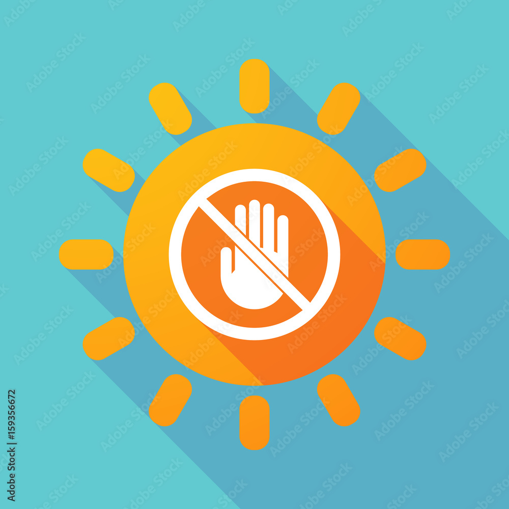 Long shadow Sun with a hand in a not allowed signal Long shadow Sun with a hand in a not allowed signal