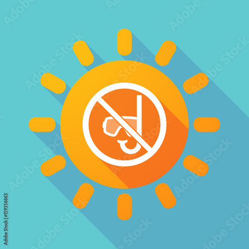 Long shadow Sun with  a diving glasses and a snorkel  in a not allowed signal