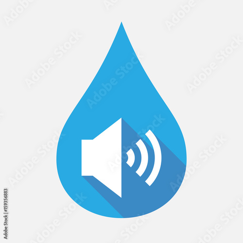 Isolated water drop with  a speaker volume sign
