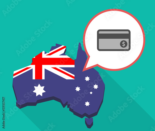 Long shadow Australia map with  a credit card