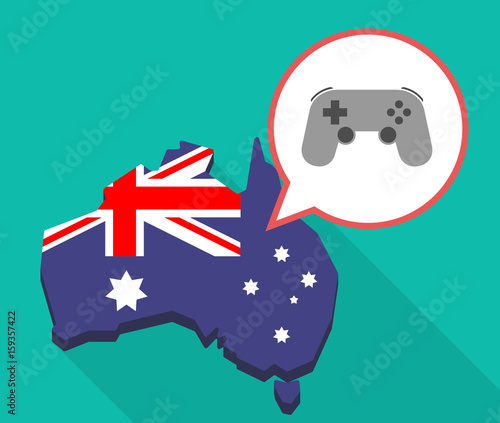 Long shadow Australia map with  a game pad photo