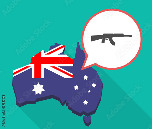 Long shadow Australia map with  a machine gun sign