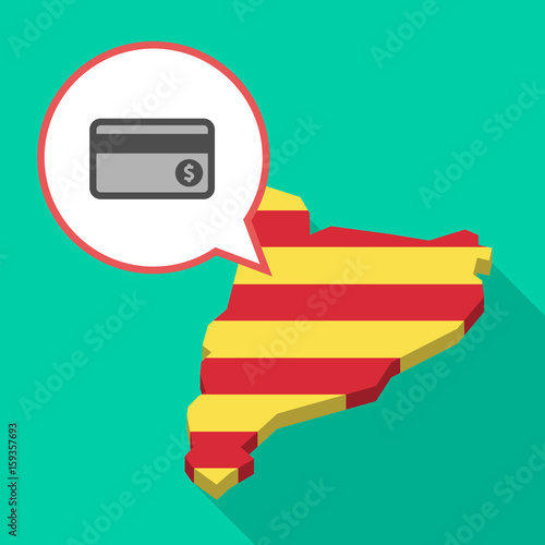 Long shadow Catalonia map with  a credit card