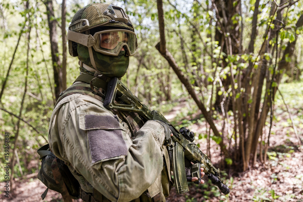 Officer in helmet on intelligence Officer in helmet on intelligence