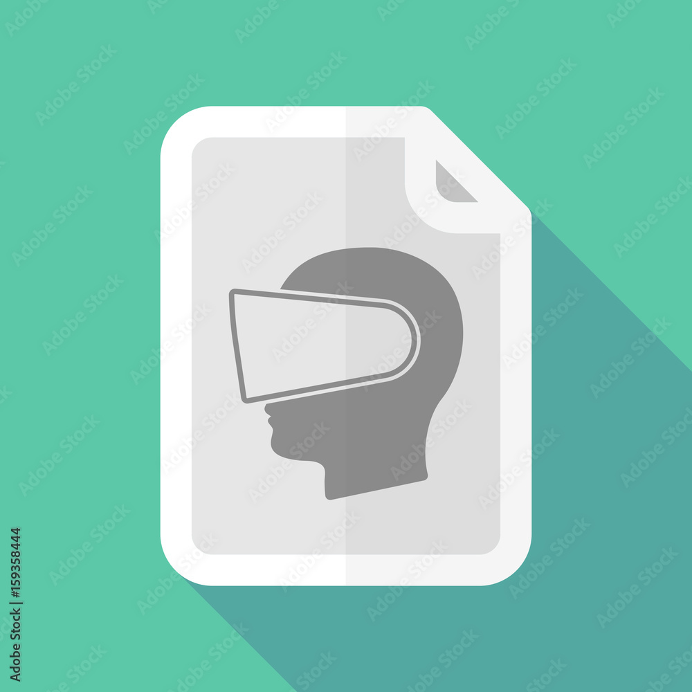 Long shadow document with a male head wearing a virtual reality headset Long shadow document with a male head wearing a virtual reality headset