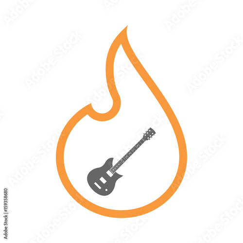 Line art flame with  an electric guitar