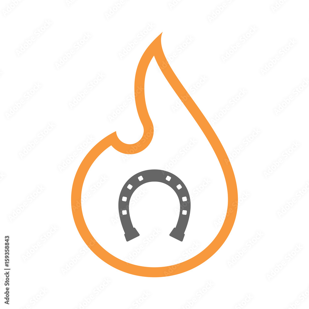 Line art flame with a horseshoe sign Line art flame with a horseshoe sign
