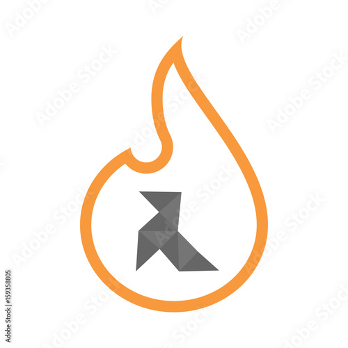 Line art flame with  a paper bird