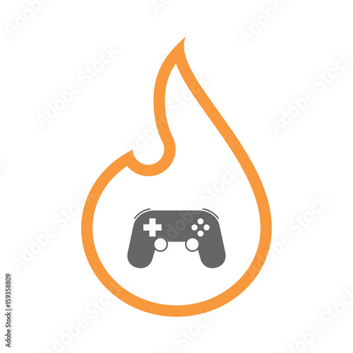 Line art flame with  a game pad
