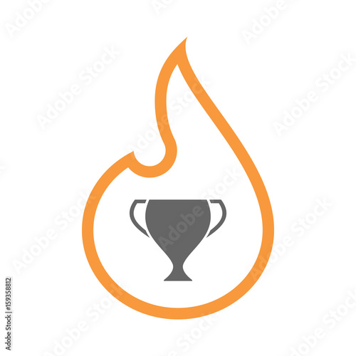 Line art flame with  an award cup