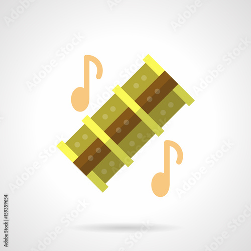 Musical reed pipes flat color vector icon