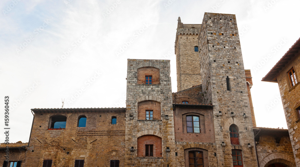 Architecture of San Gimignano, small medieval village of Tuscany in the province of Siena.