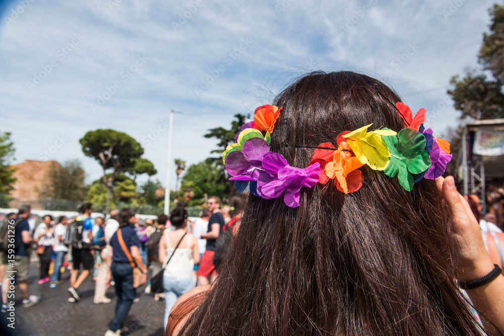 Naklejka premium Colorful flower crown symbol of peace