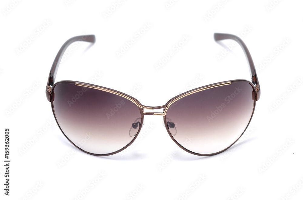 Sunglasses in an iron frame with brown glass isolated on white Sunglasses in an iron frame with brown glass isolated on white