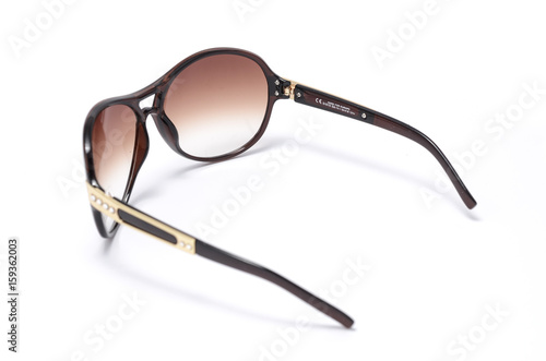 women's sunglasses with brown glass isolated on white