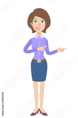 Businesswoman showing something beside of her