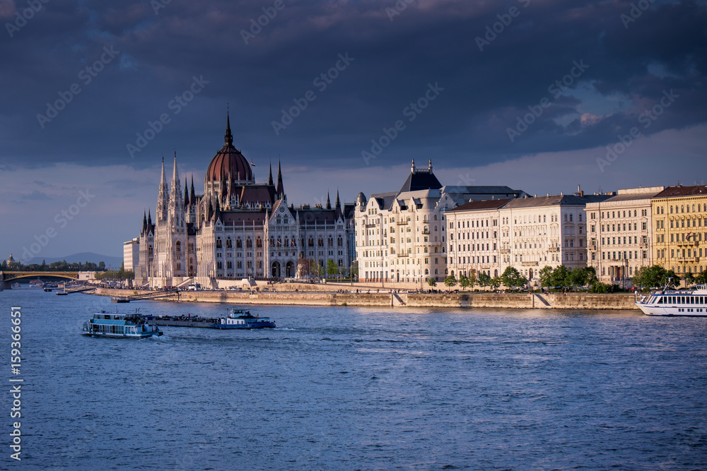 Budapest, Hungary - The Pest Shore from the Chain Bridge