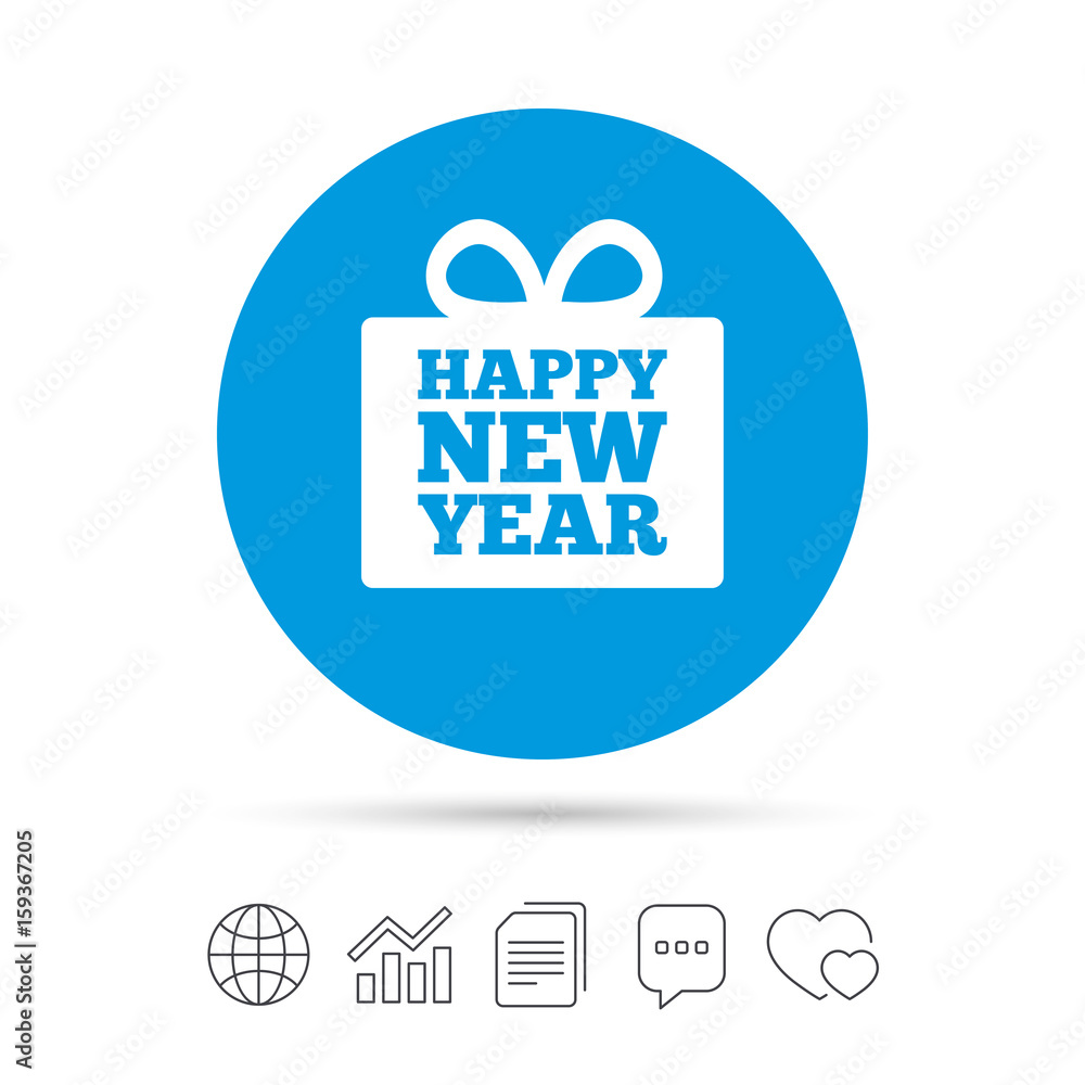 Happy new year gift sign icon. Present symbol.