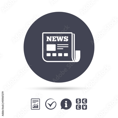 News icon. Newspaper sign. Mass media symbol.