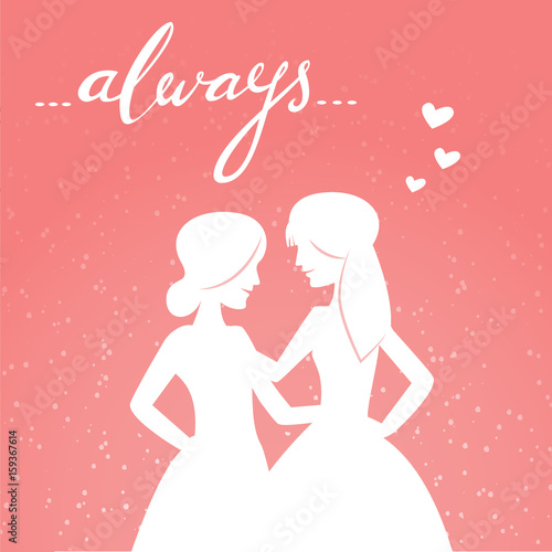 Romantic vector illustration of happy same-sex couple