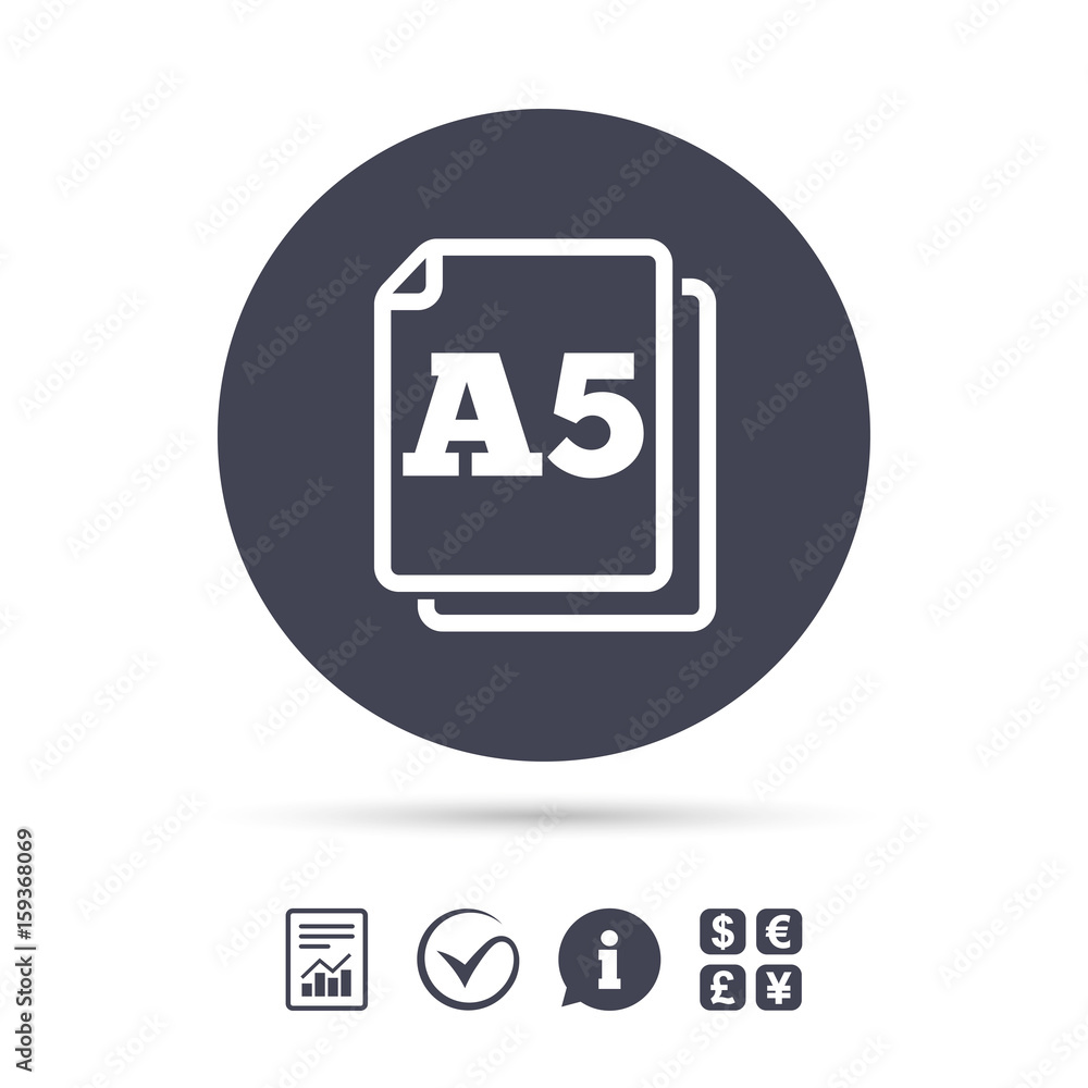 Paper size A5 standard icon. Document symbol. Paper size A5 standard icon. Document symbol.