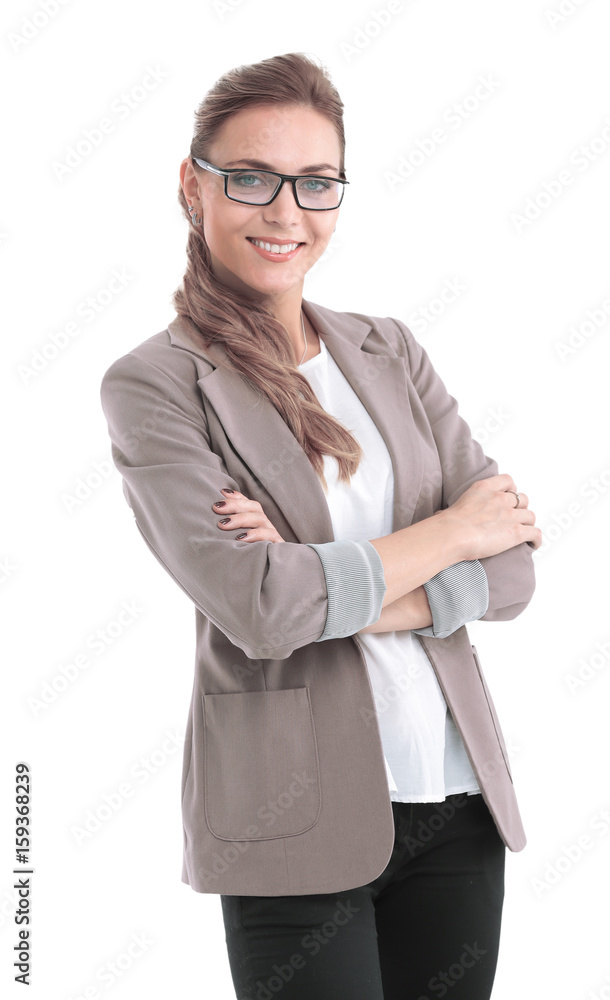 Beautiful smiling business woman isolated white background Beautiful smiling business woman isolated white background