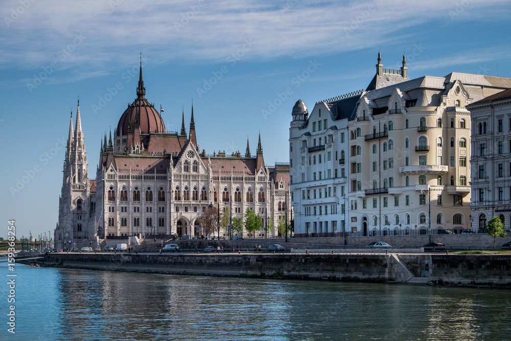 Budapest, Hungary - The Parliament and the palaces of the government quarter Budapest, Hungary - The Parliament and the palaces of the government quarter
