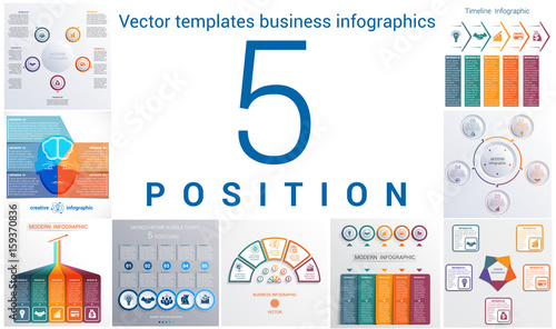 Templates business infographics 5 positions