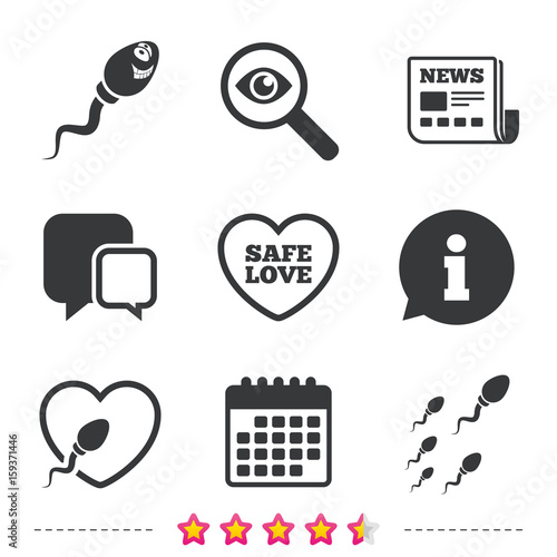 Sperm icons. Fertilization or insemination signs.