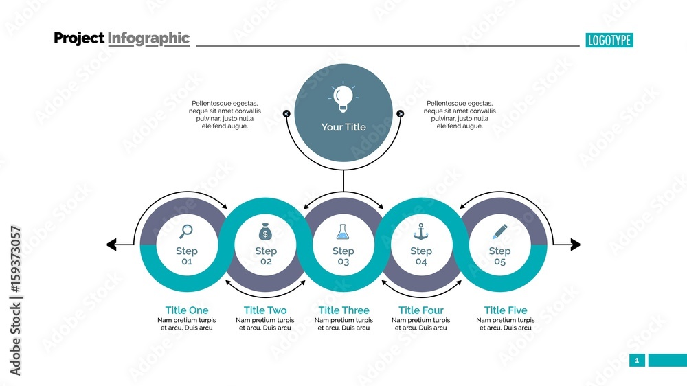 Circle process chart slide template Stock Vector | Adobe Stock