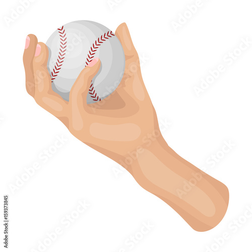 Hand with ball. Baseball single icon in cartoon style vector symbol stock illustration web.