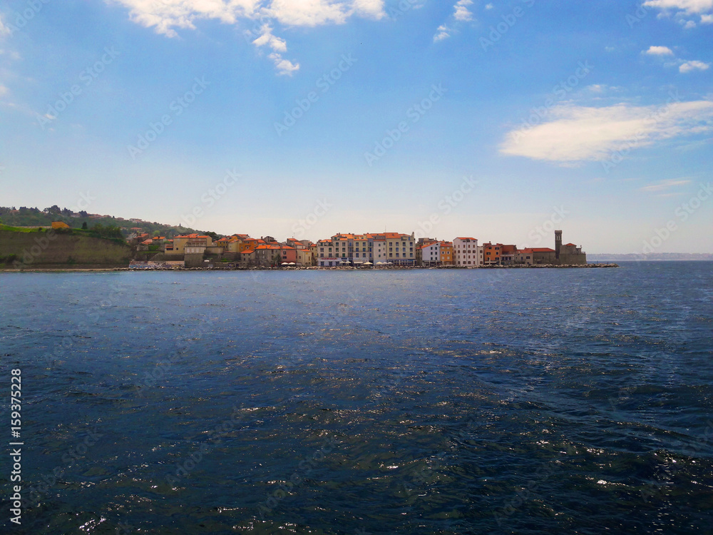 A view of a town Piran in the Slovenian Istra from the sea