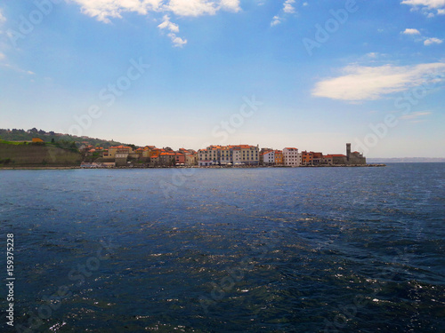 A view of a town Piran in the Slovenian Istra from the sea