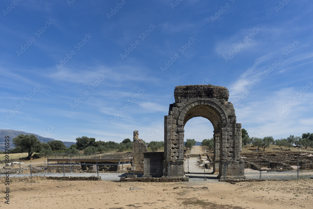 Ruinas de la antigua ciudad romana de Cáparra en la comunidad de Extremadura, España